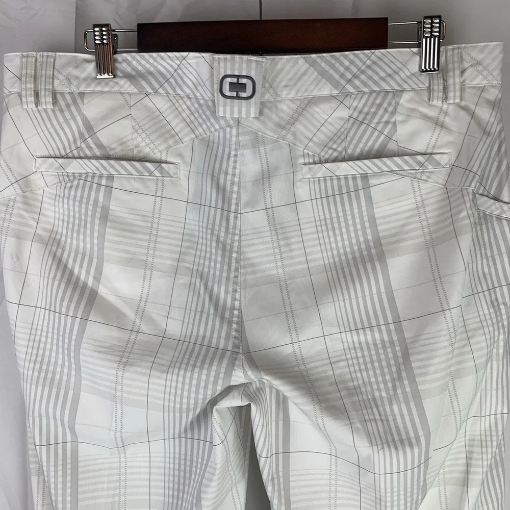 Ogio Golf Pants‎ Tag 36x32 (Measure 36x27.5) White Gray Plaid Stretch